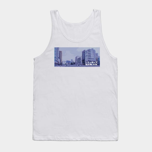 Japanese city pop art series 2 - Nagoya Japan in - retro aesthetic - Old retro tv glitch style Tank Top by FOGSJ